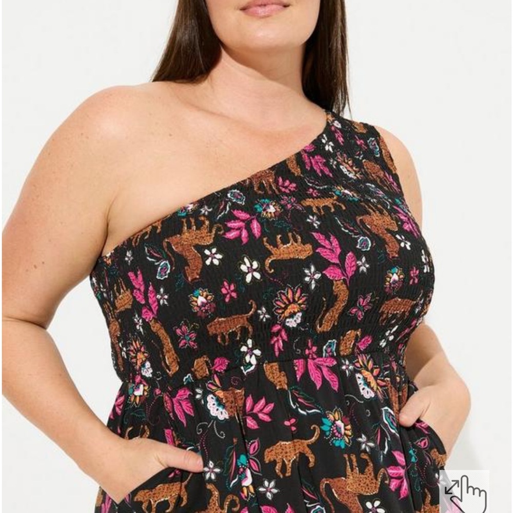 Torrid Challis Woven Fabric One-Shoulder Midi Dress - Picture 4 of 10